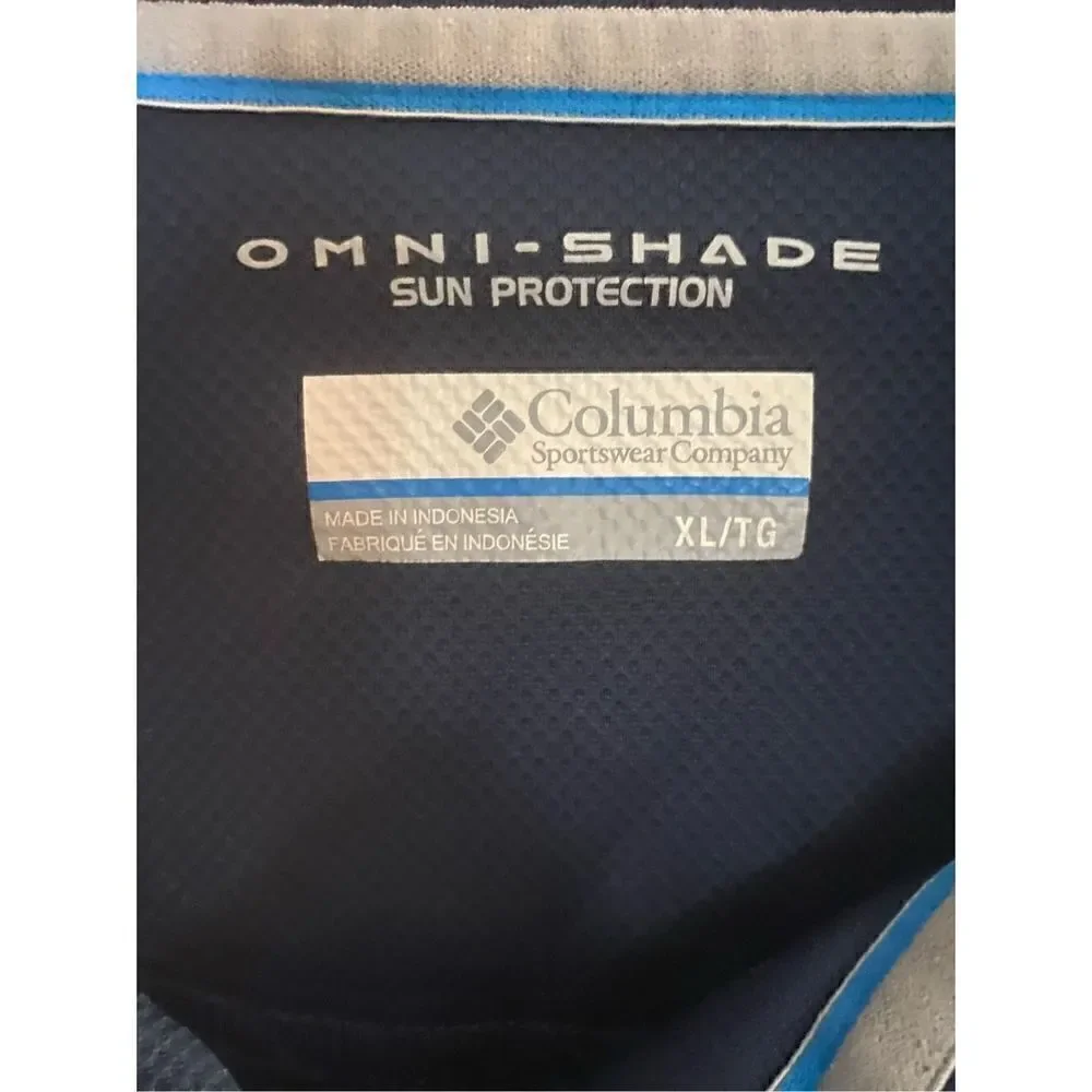 Columbia Omni shade, skin protection, navy blue polo shirt, size, XL